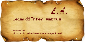 Leimdörfer Ambrus névjegykártya
